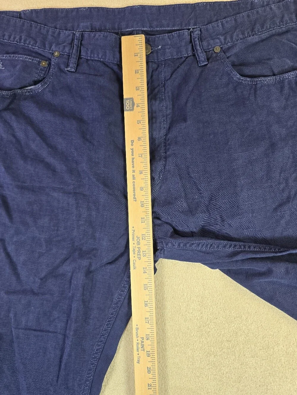 Polo Ralph Lauren Mens 44x36 Blue Linen Blend Casual Pants Straight Leg Navy